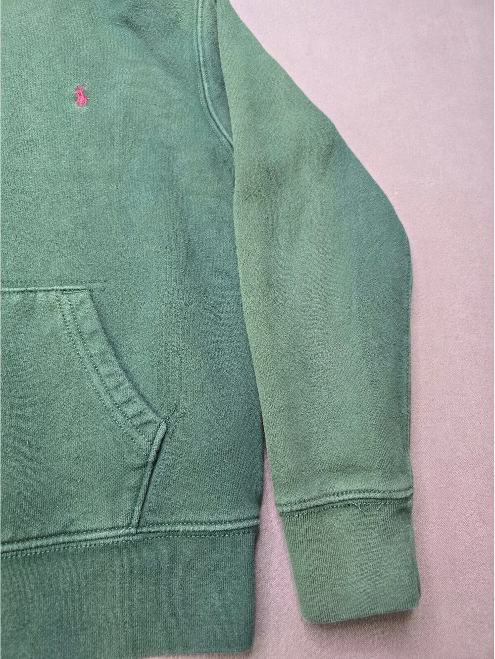 Polo Ralph Lauren Kids Green Zip Hoodie Pink Pony Full Zip Fleece Size M 10-12